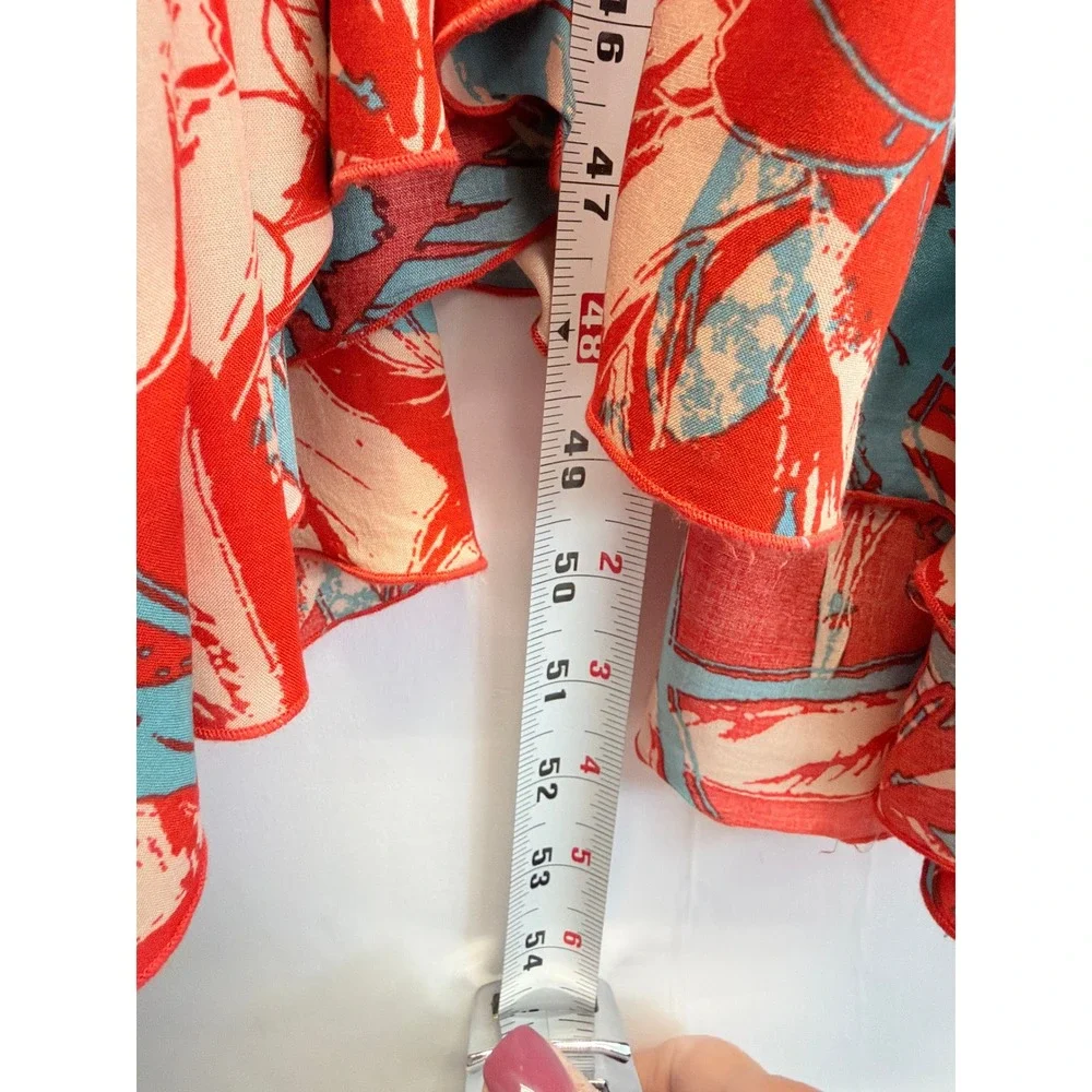 Free People Maxi Dress Smocked Floral Tropical Red Blue Women - Picture 6 of 12